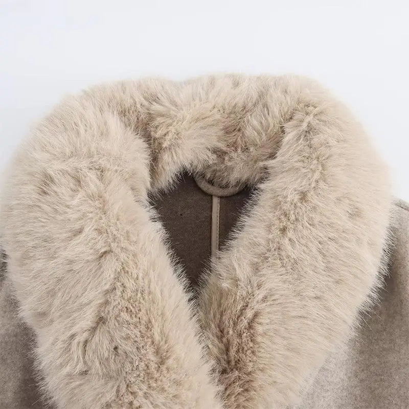Fur Lapel Wool Overcoat
