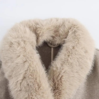 Fur Lapel Wool Overcoat