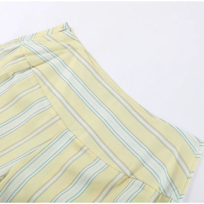 Striped Halter Lace-Up Beach Set