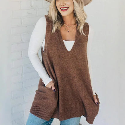 Loose V-Neck Sweater Vest Jacket