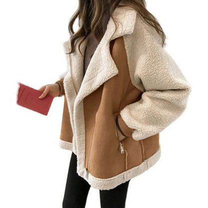 Patchwork Lambhair Crop Jacket