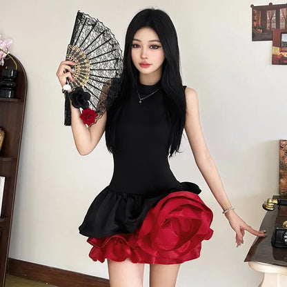 3D Floral Patchwork A-Line Dress