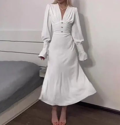 V-neck Slim A-Line Dress