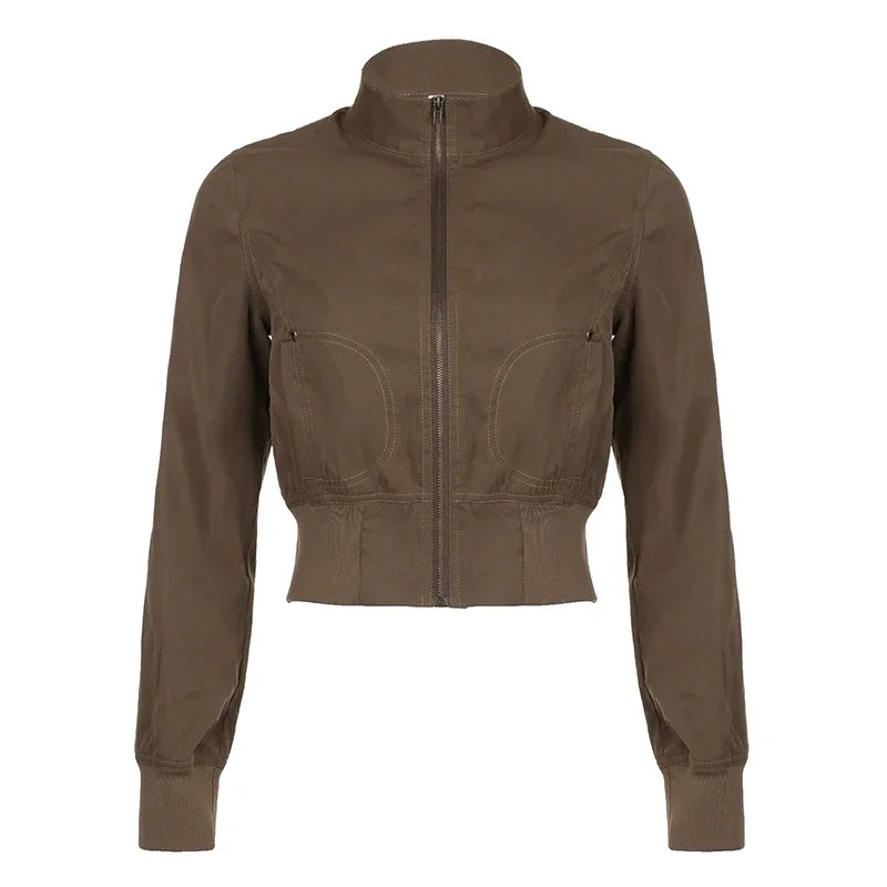 Retro Glow Turtleneck Crop Bomber