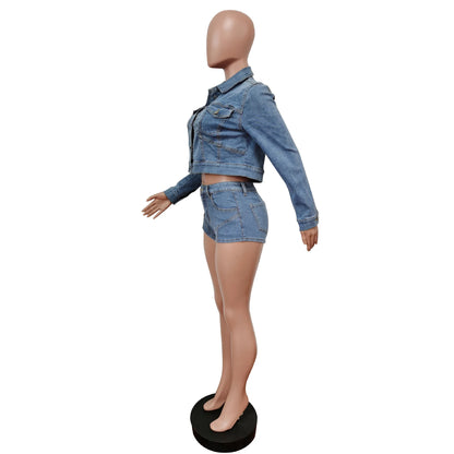 Indie Bloom Denim Crop Set