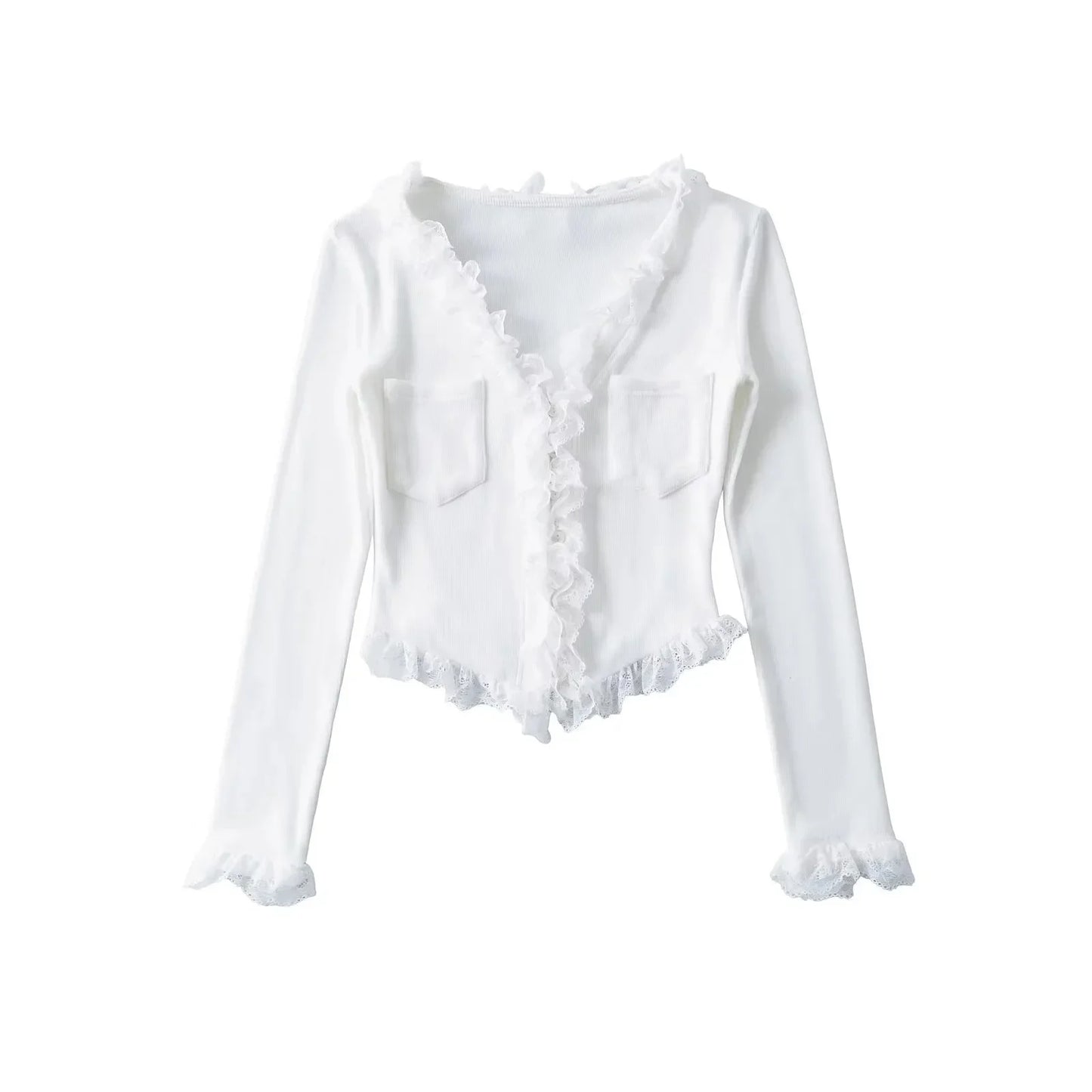 RuffleVibe Low Cut Button Top