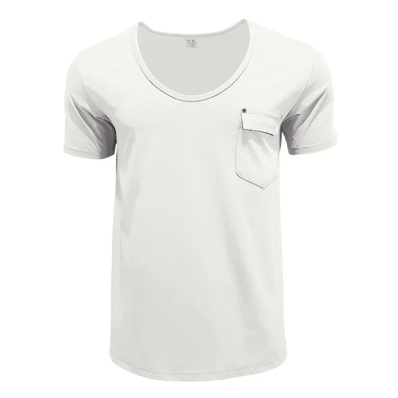Men’s U-Neck Solid Casual T-Shirt