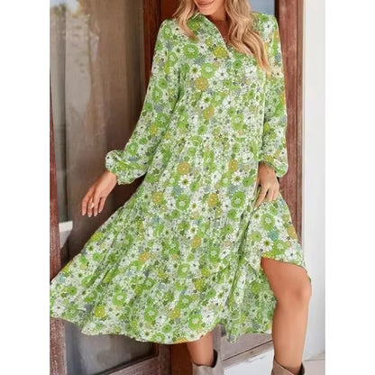Multicolor Boho Floral Ruffled Dress