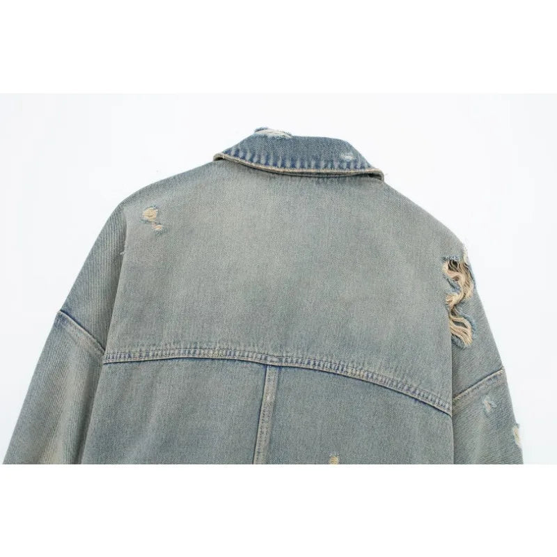 Rogue Bloom Distressed Denim Crop Jacket