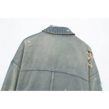 Rogue Bloom Distressed Denim Crop Jacket