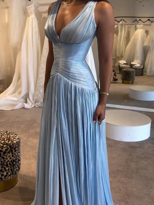 Eternal Glow V-Neck Evening Gown