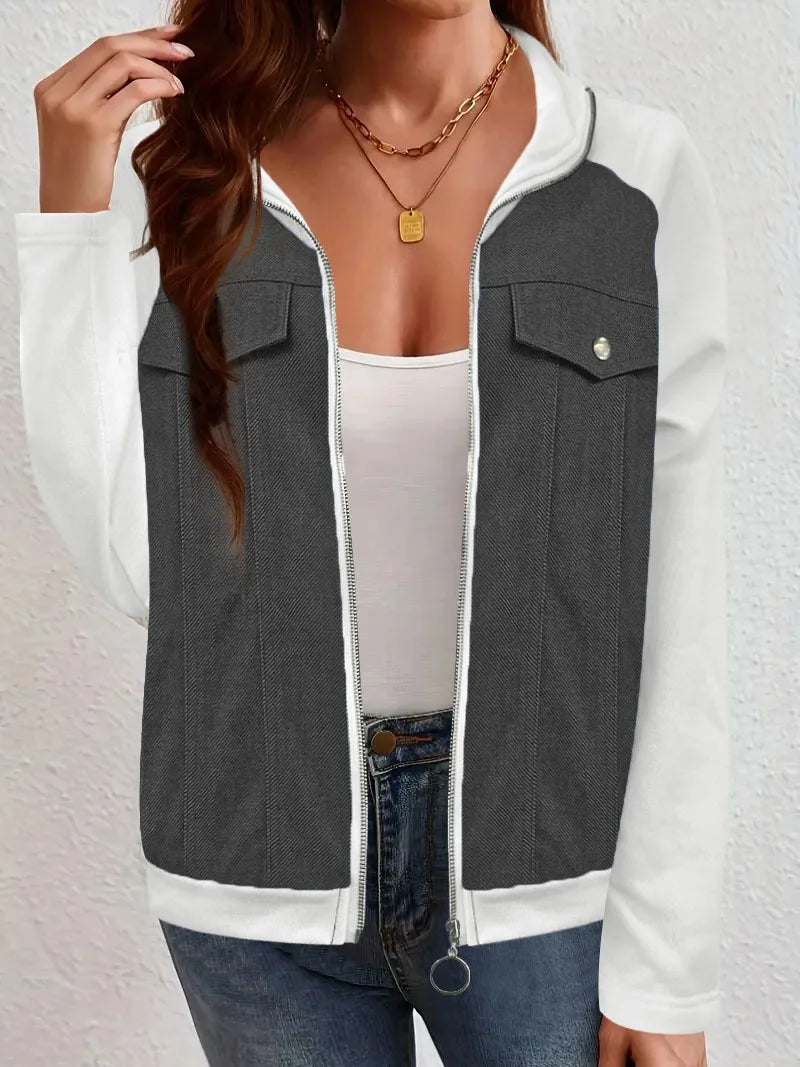 Women’s Color-Block Patchwork Denim Jacket