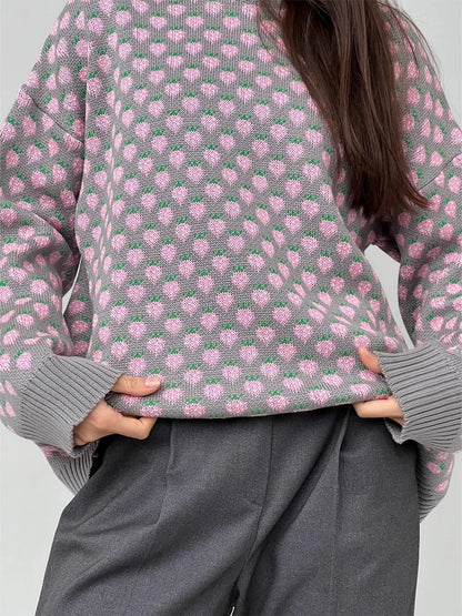 Cozy Strawberry Knit Sweater