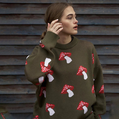 Whimsical Mushroom Knit Sweater