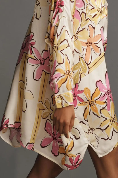 Chic Doodle Print Cardigan Dress