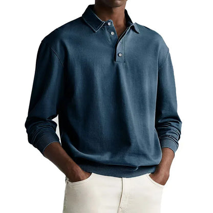 Men’s Long Sleeve Business Casual Cotton Polo