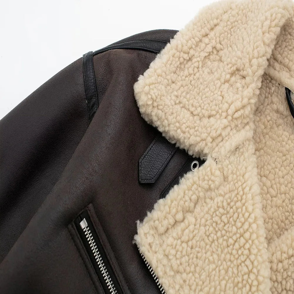 FurEdge Moto Style Faux Fur Jacket