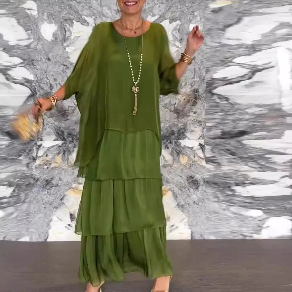 Artistic Loose-Fit Maxi Dress