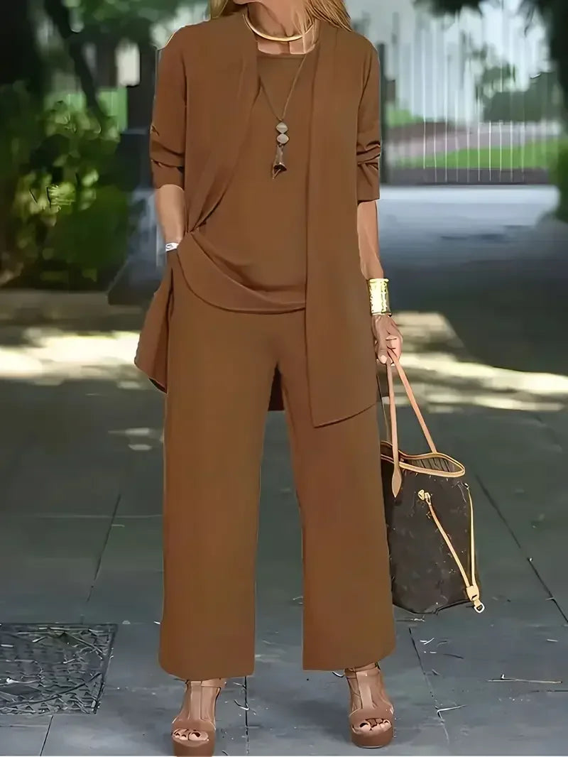 Women’s 3-Piece Casual Set — Cardigan, Tank & Pants