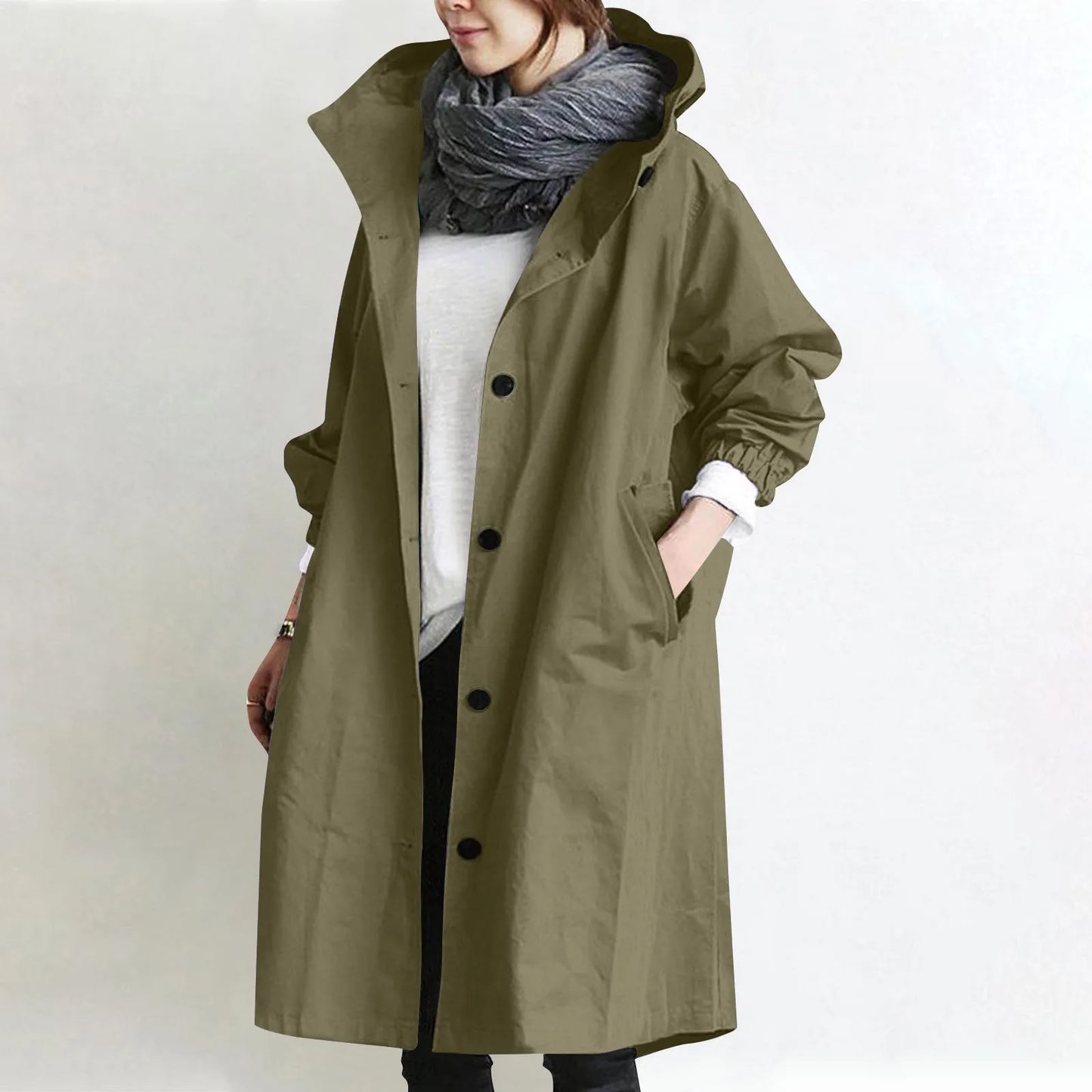 Women’s Long Hooded Trench Coat
