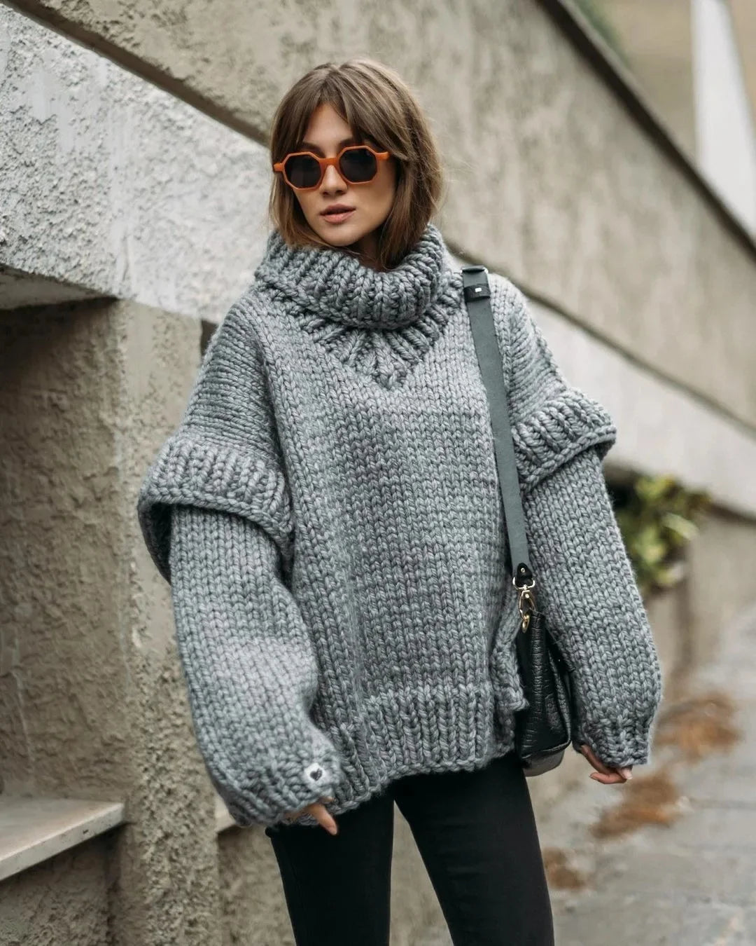 SnugCharm Oversized Winter Knit Sweater