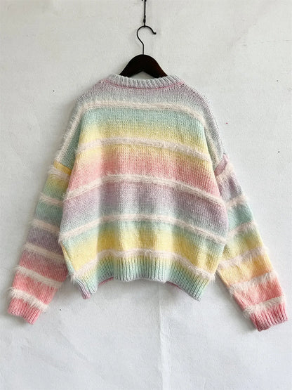 Cozy Gradient Stripe Knit Sweater