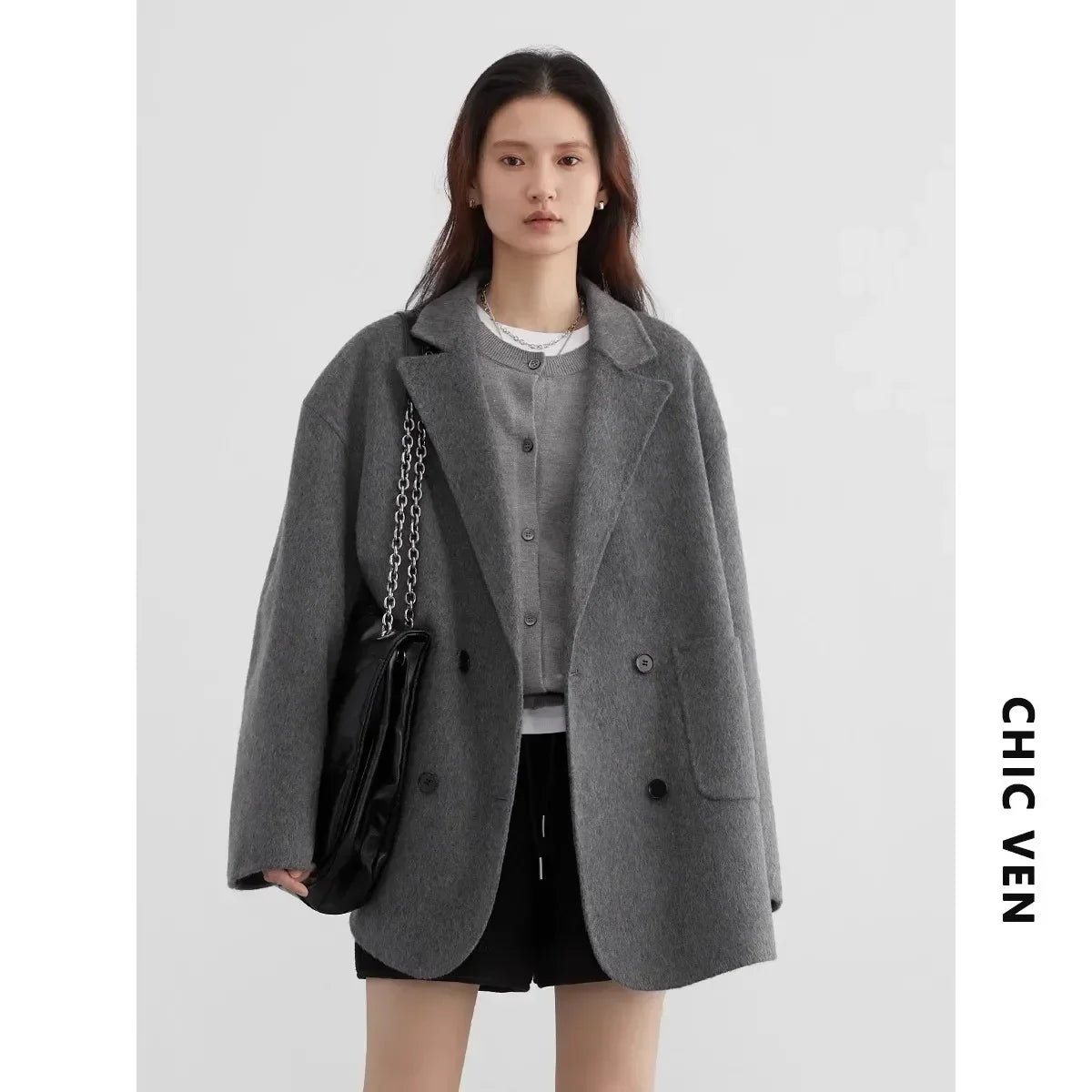 Women’s Luxury Wool-Blend Long Coat