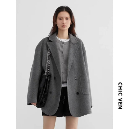 Women’s Luxury Wool-Blend Long Coat