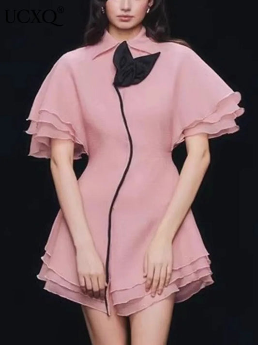 Butterfly Bloom Contrast A-Line Dress