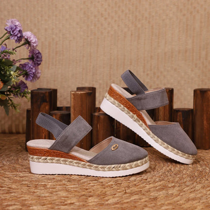Handmade Linen Wedge Sandals