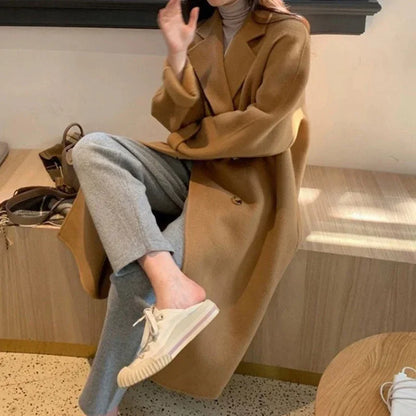 Elegant Woolen Mid-Long Coat