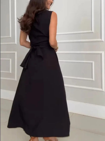 White Lace-Up Maxi Dress