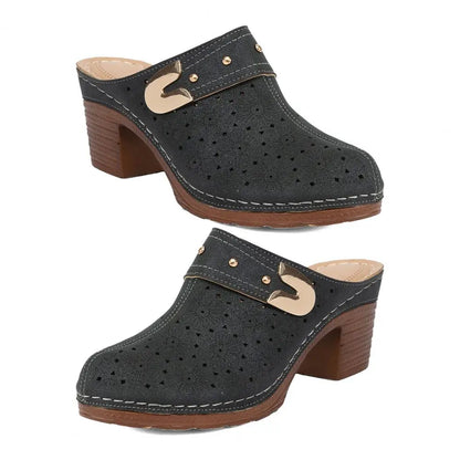 Retro Chic Women's Chunky Heel Sandals