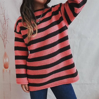 Autumn Stripes V-Neck Knit Pullover
