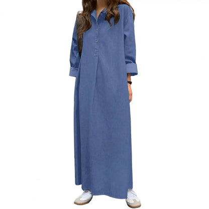 Oversized Korean Denim Maxi Dress