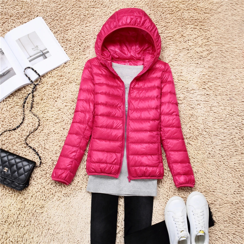 Women's Lightweight Hooded Duck Down Puffer Jacket