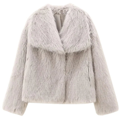 Plush Burgundy Crop Fur Jacket