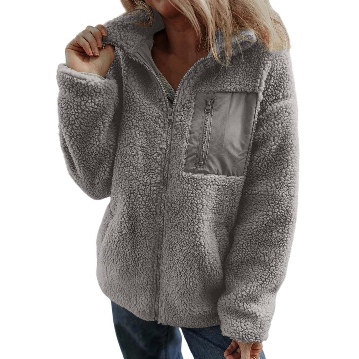 Winter Trendy Full-Zipper Fleece Jacket for Women