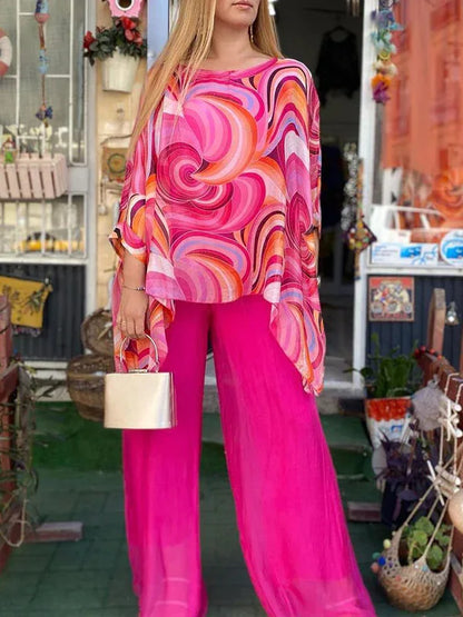 Chiffon Drift Printed Pants Set