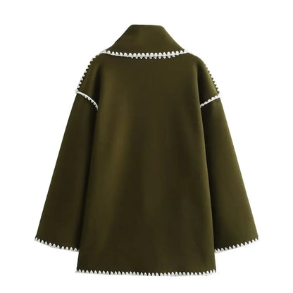 Cozy Weave Scarf Splice Wool Coat