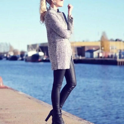 Slim Fit Plaid Woolen Coat