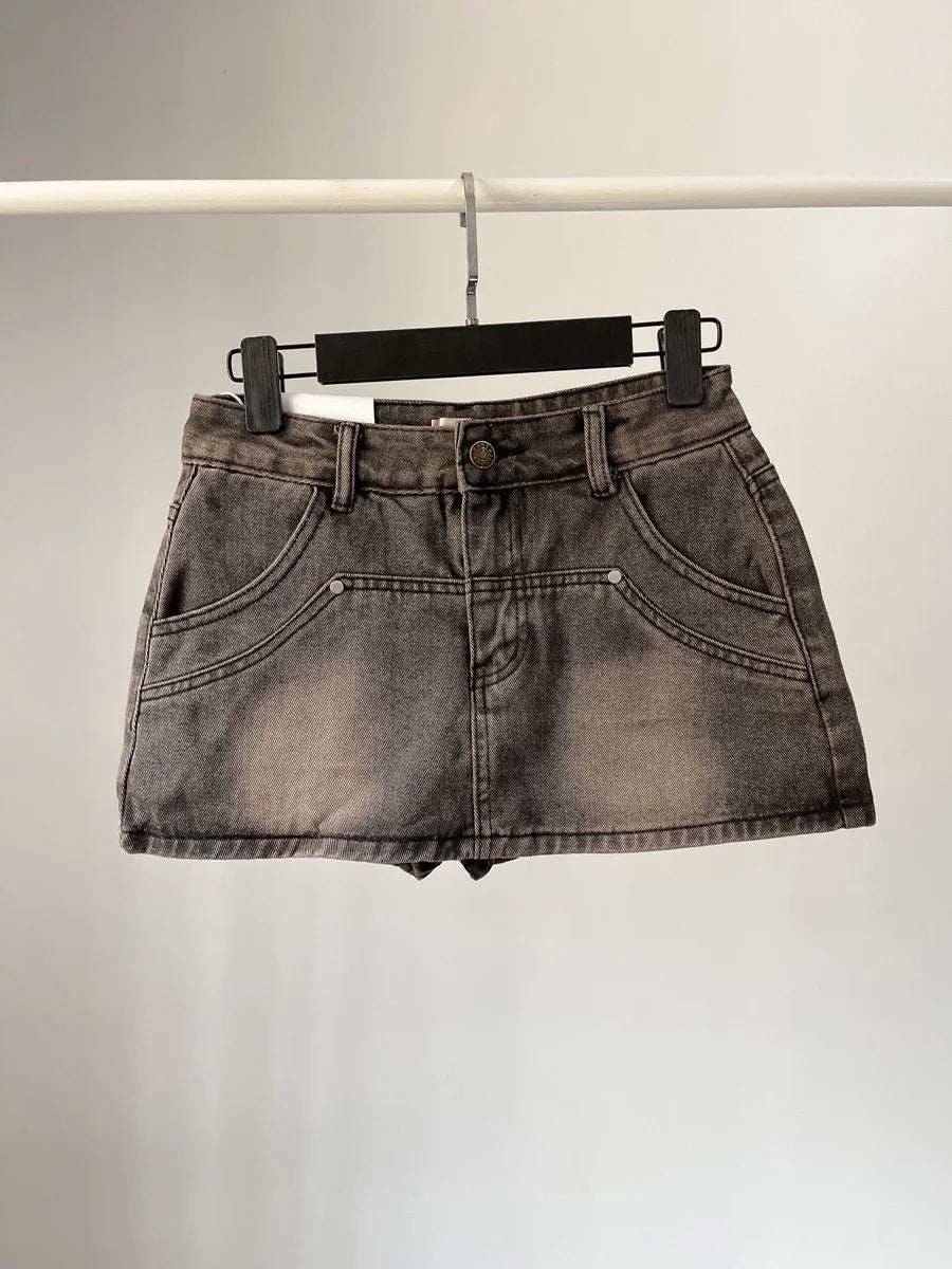High Waist Denim Mini Skirt