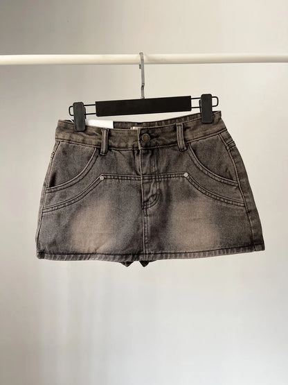 High Waist Denim Mini Skirt