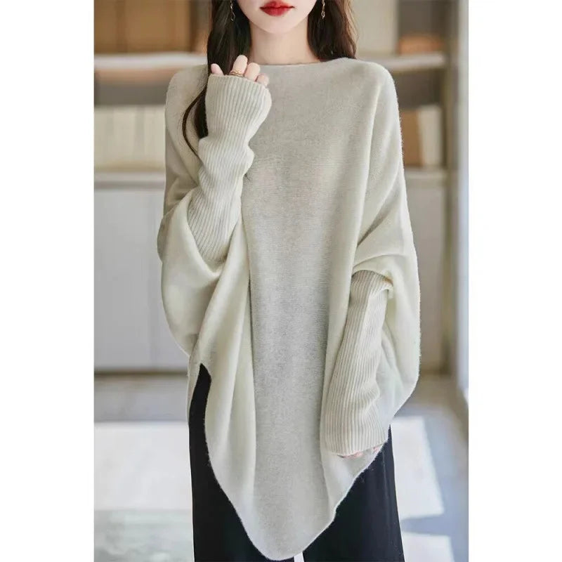 Batwing Sleeve Irregular Knit Sweater