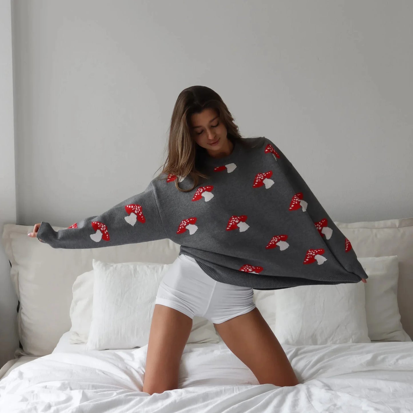 Whimsical Mushroom Knit Sweater
