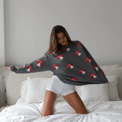 Whimsical Mushroom Knit Sweater