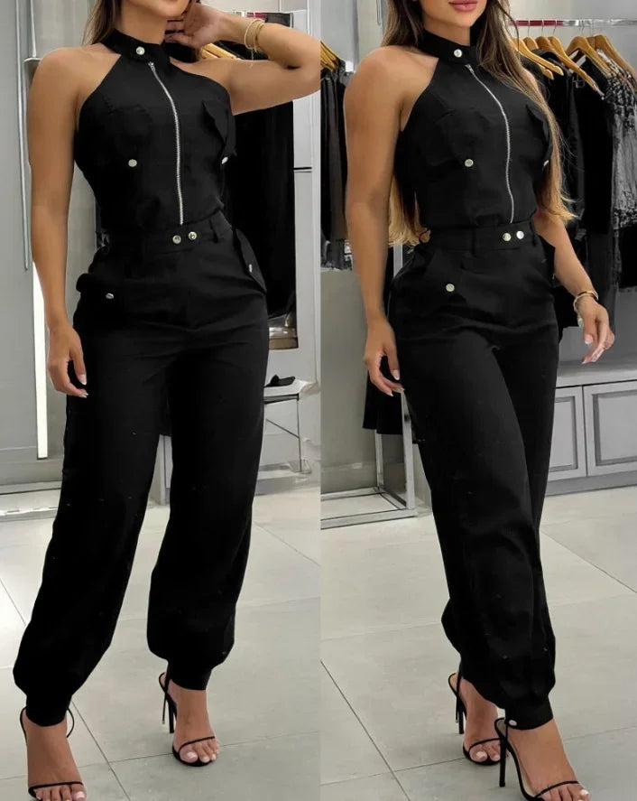Chic Sleeveless Cargo Two-Piece Set