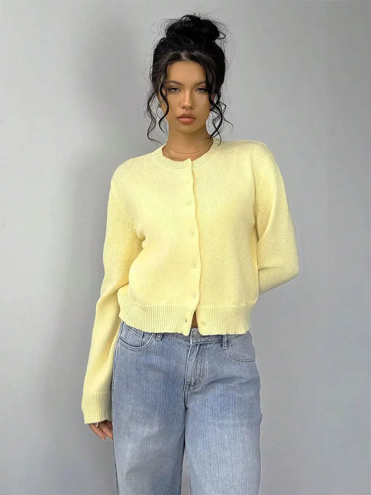 SunMuse Elegant Knit Button Cardigan
