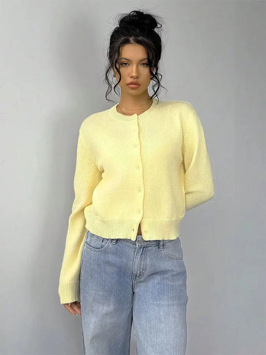 SunMuse Elegant Knit Button Cardigan
