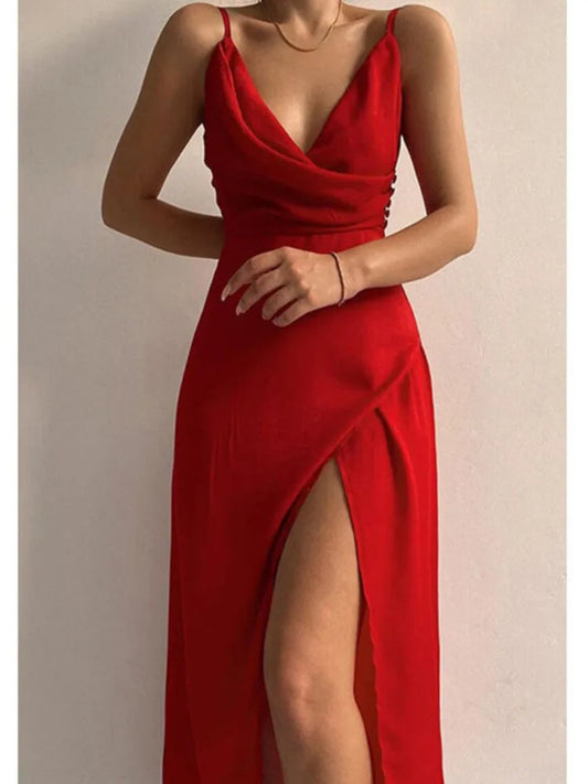 Siren Allure V-Neck Slit Dress